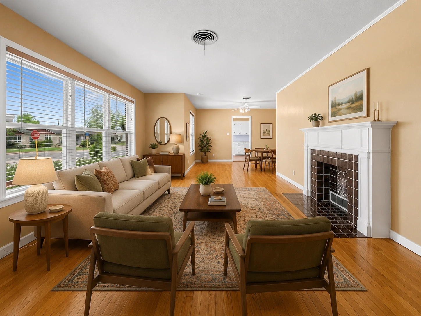 AI-staged suggestion for the living room